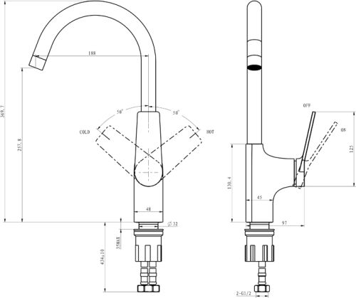 Смеситель для кухни STWORKI HDA5708XH2 в Будённовске