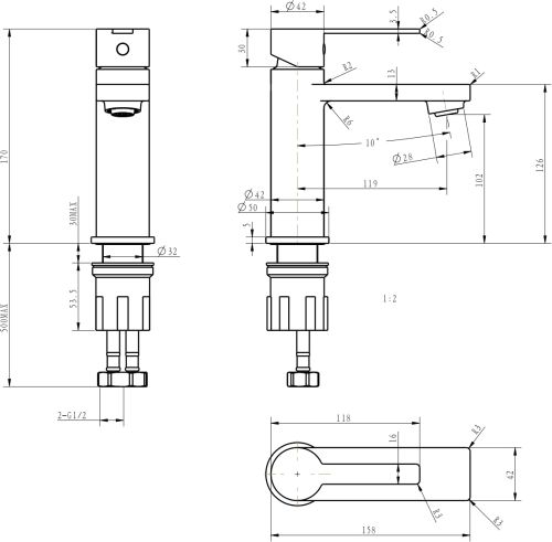 Смеситель для раковины STWORKI Рандерс HWM0501-A01BK в Будённовске